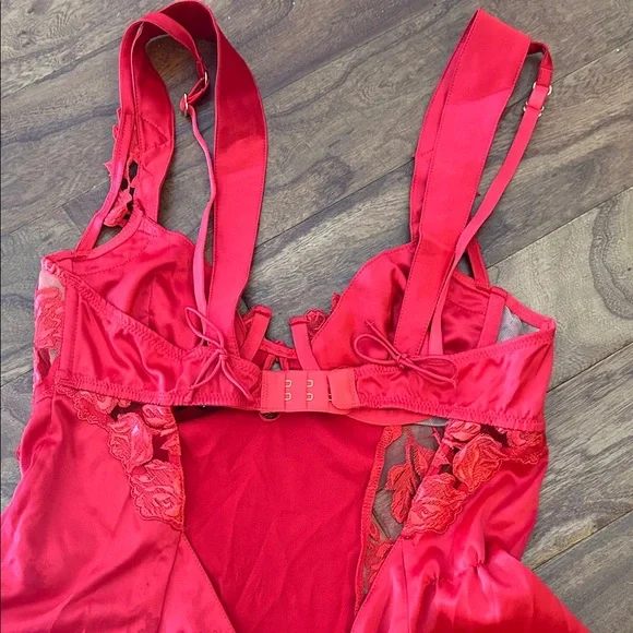 For Love & Lemons Red Satin Lace Corset Bodice Slip Dress Size Small - Picture 10 of 10
